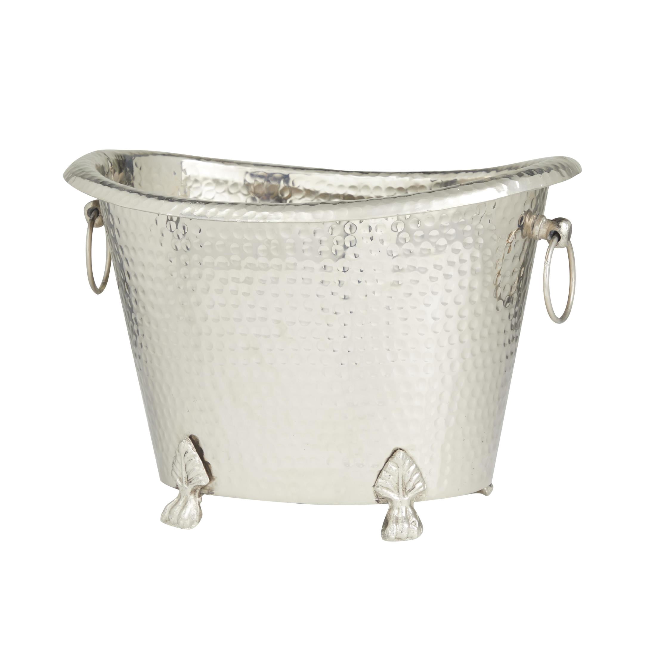 DecMode Oval Aluminum Metal 6 Bottle Silver Ice Bucket