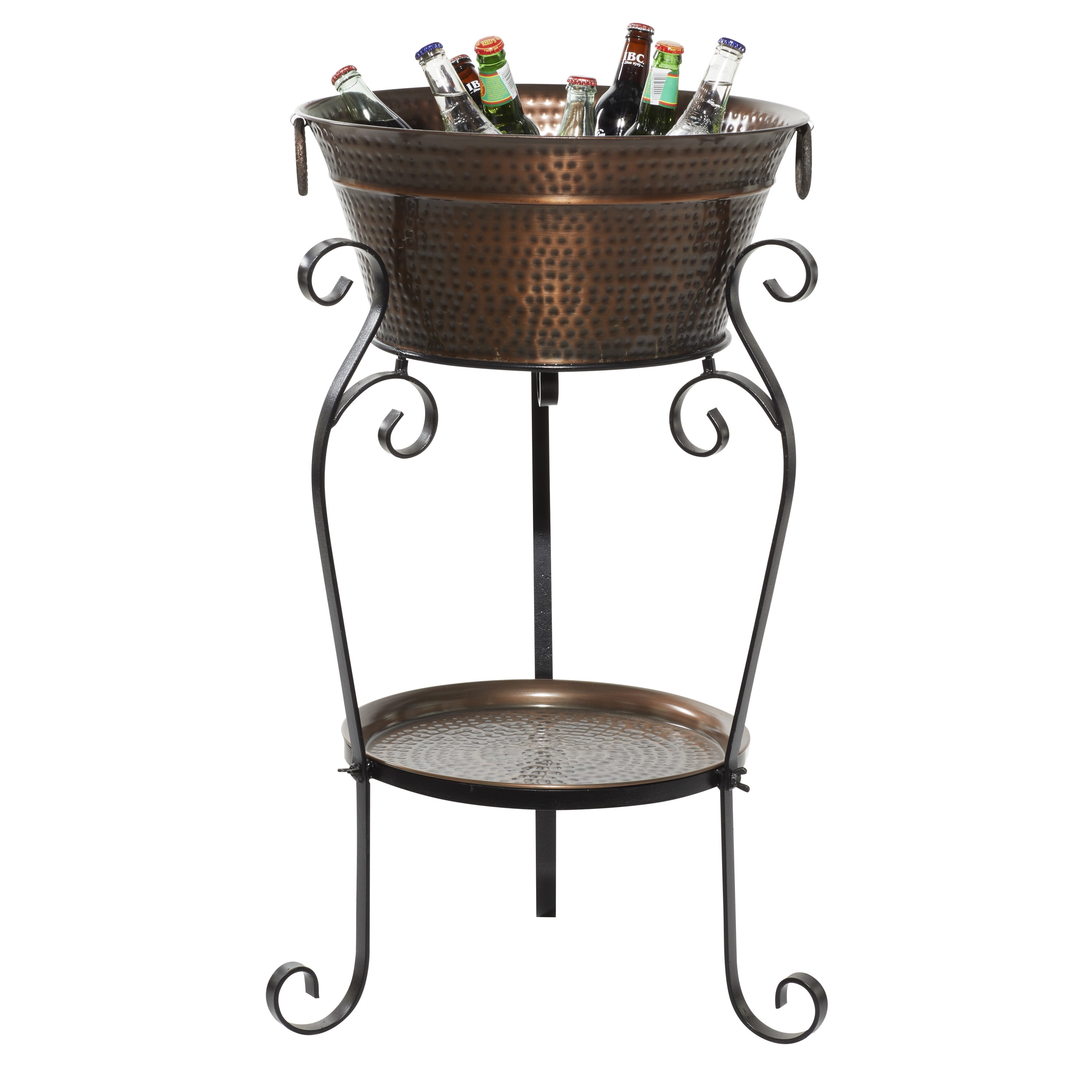 XL Copper Finish Metal Ice Bucket with Stand
