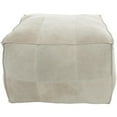thumbnail image 1 of DecMode Patchwork Low Profile Square Gray Leather Pouf with Patchwork Design, 1 of 11