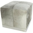 thumbnail image 1 of DecMode Patchwork Patchwork Gray Leather Pouf with Stainless Steel Base, 1 of 11