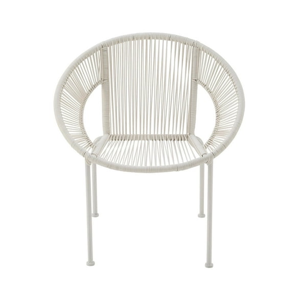 DecMode Plastic Rattan Outdoor Chair - White