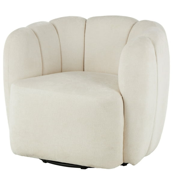 DecMode Polyester Arched Swivel Lounge Chair, Cream