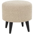 thumbnail image 1 of DecMode Polyester Chevron Textured Stool with Black Wooden Legs, Beige, 1 of 9
