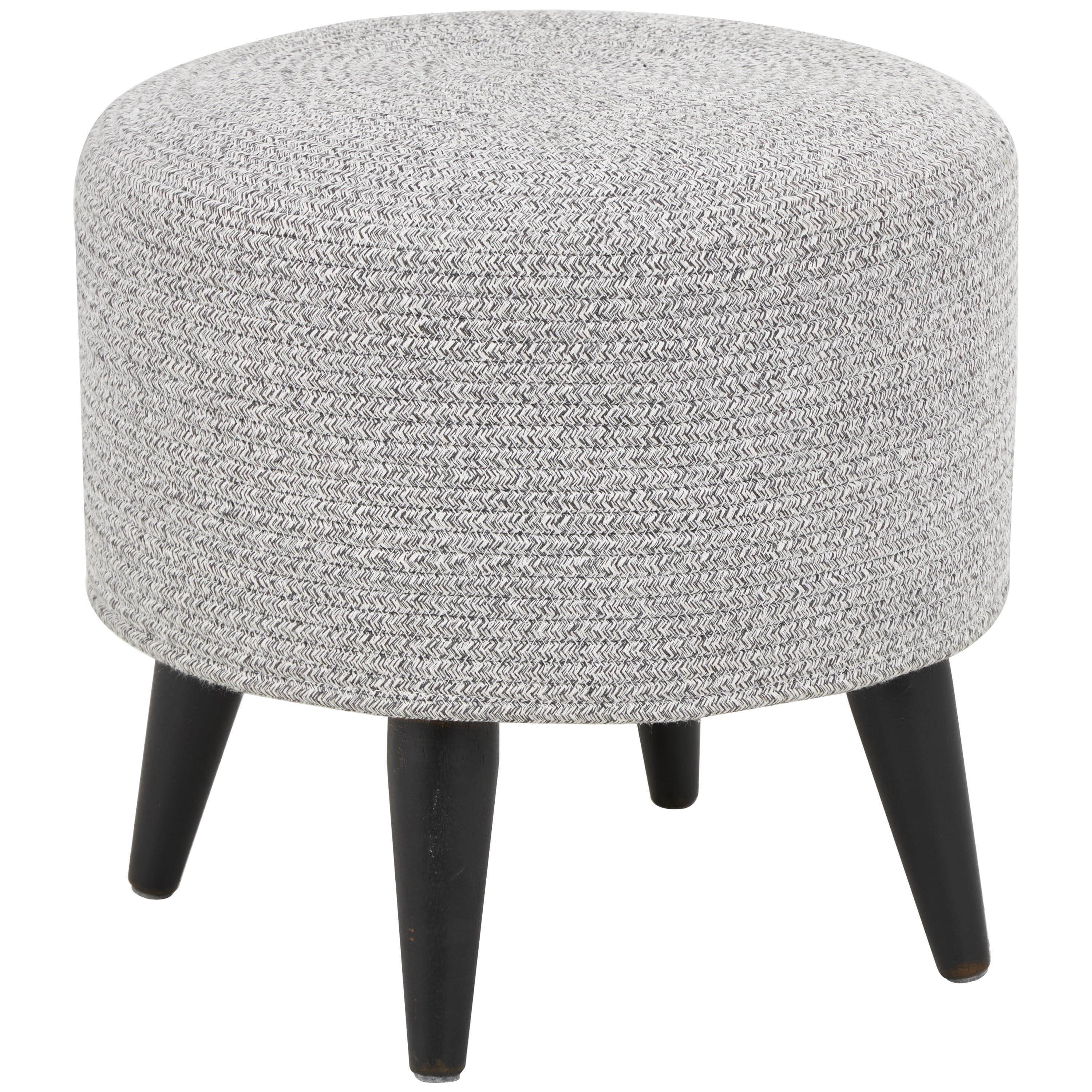DecMode Polyester Chevron Textured Stool with Black Wooden Legs, Light Gray