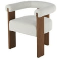 thumbnail image 1 of DecMode Polyester Curved Back Mid Century Modern Round Boucle Lounge Chair with Brown Wood Frame, Cream, 1 of 10