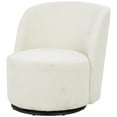 thumbnail image 1 of DecMode Polyester Round Swivel Boucle Lounge Chair with Black Base, White, 1 of 9