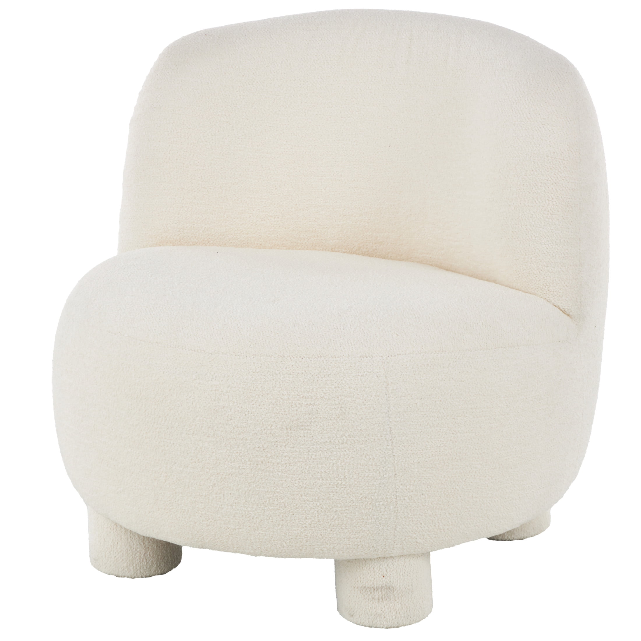 DecMode Polyester Rounded Barrel Lounge Chair, Cream