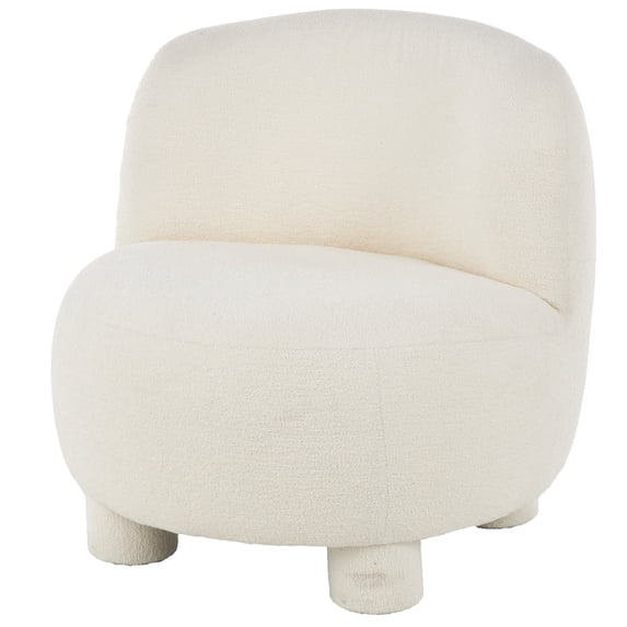 DecMode Polyester Rounded Barrel Lounge Chair, Cream