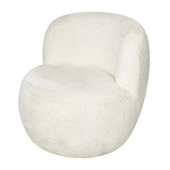 DecMode Polyester Rounded Barrel Lounge Chair, White