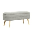 thumbnail image 1 of DecMode Polyester Rounded Upholstered Boucle Storage Bench with Wood Legs, Gray, 1 of 16