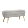 thumbnail image 1 of DecMode Polyester Rounded Upholstered Boucle Storage Bench with Tapered Wood Legs, Gray, 1 of 16