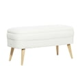 thumbnail image 1 of DecMode Polyester Rounded Upholstered Boucle Storage Bench with Wood Legs, White, 1 of 12