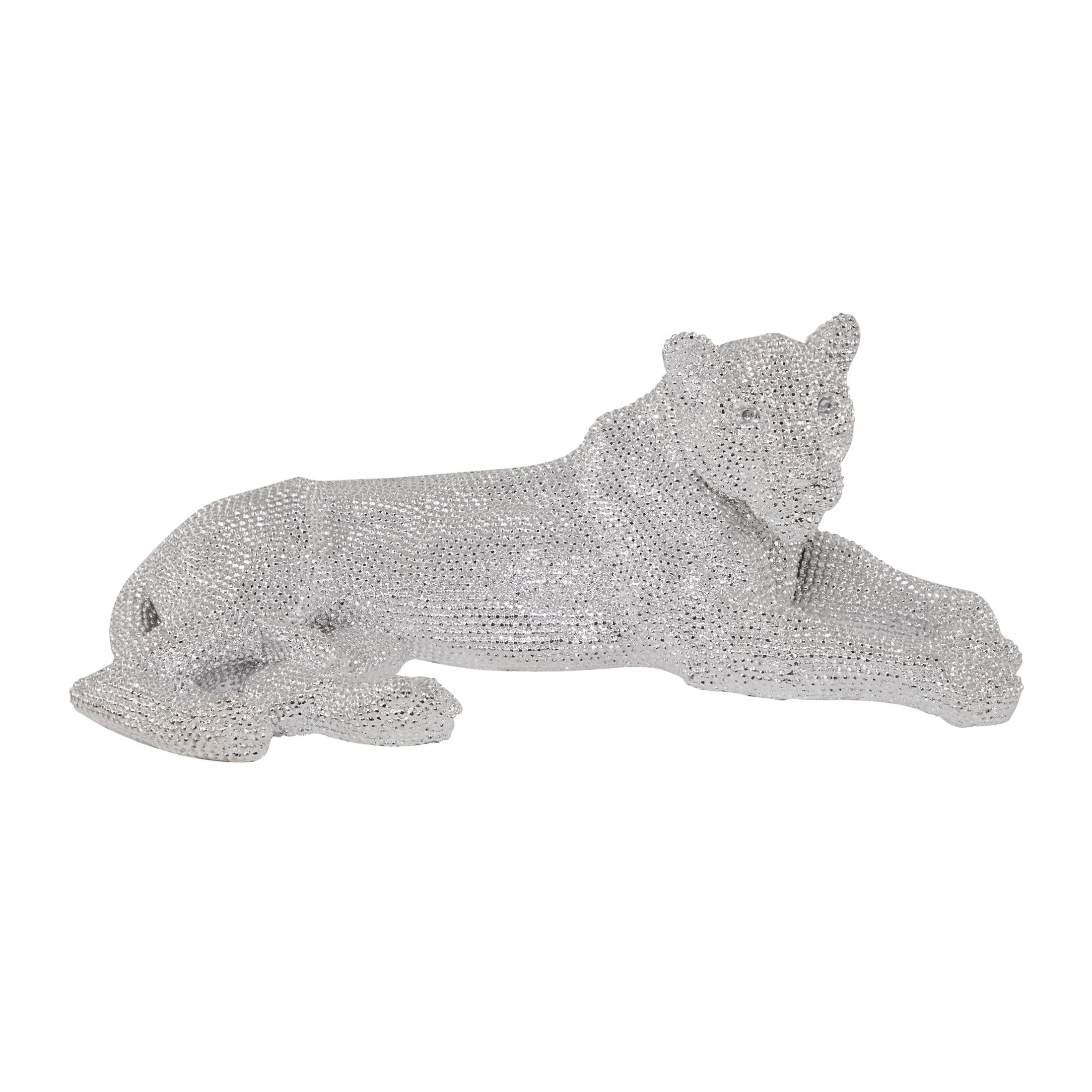彫刻・オブジェ ozwart Dioscorea Elasmotherium Silver DecMode Polystone Glam and Luxurious Leopard/Panther Floor