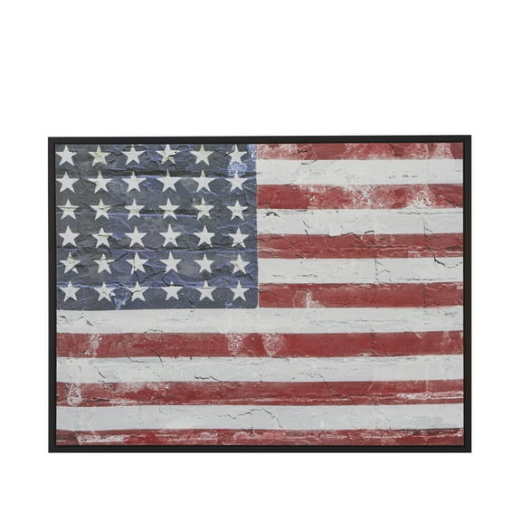 DecMode Red Wood American Flag Wall Decor with Black Frame
