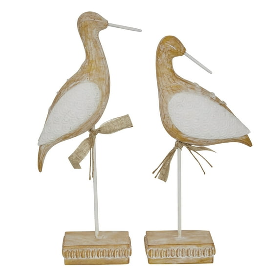 DecMode Resin Coastal Bird Sculpture, Brown 2 - Pieces