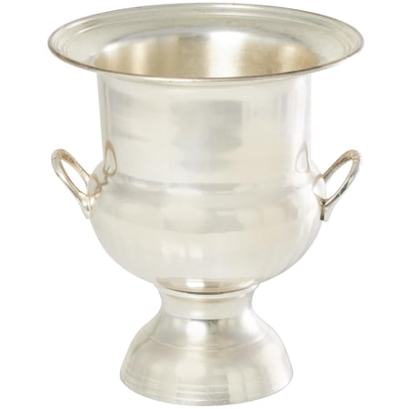 DecMode Round Metal 2 Bottle Silver Ice Bucket
