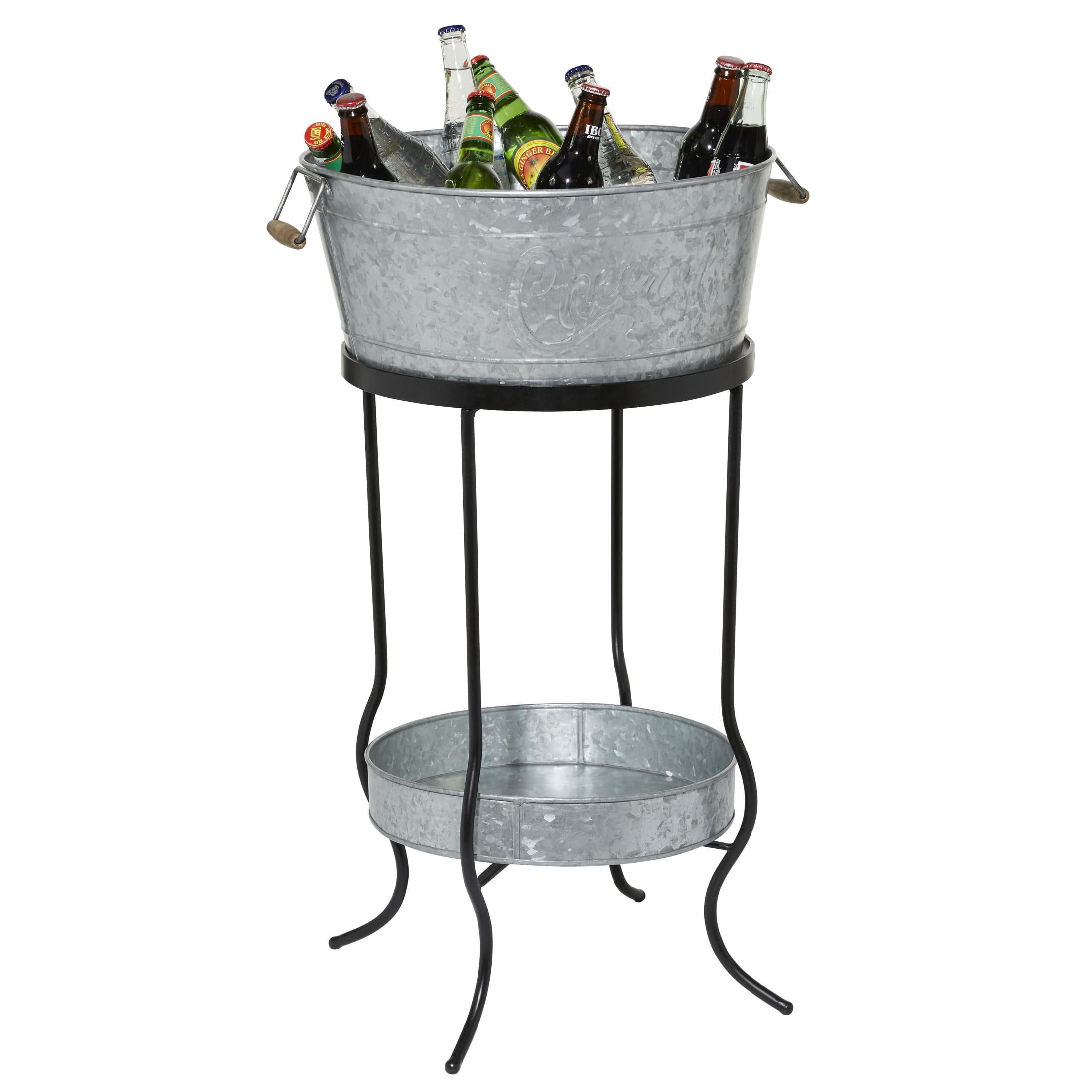 DecMode Round Metal Tall Floor Galvanized 
