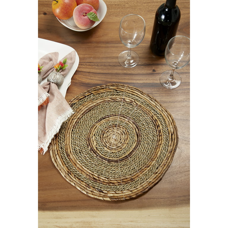 Better Homes & Garden Persia Faux Leather Placemat, Brown, 15 inch Round, 1 Piece