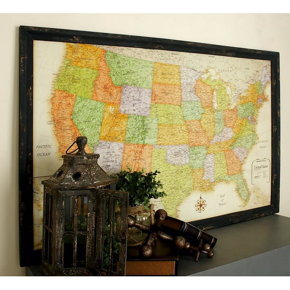 DecMode Rustic 34 x 50 Inch Wooden USA Wall Map