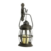 DecMode Rustic Metal Hanging Wall Mounted Candle Wall Sconce, 7"W x 19"H, Brown, Ready to Mount