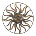 thumbnail image 1 of DecMode Rustic Metal Round Sun Face with Rays Wall Décor, 36"D Features Brown Distressed Tarnished Surface, 1 of 15