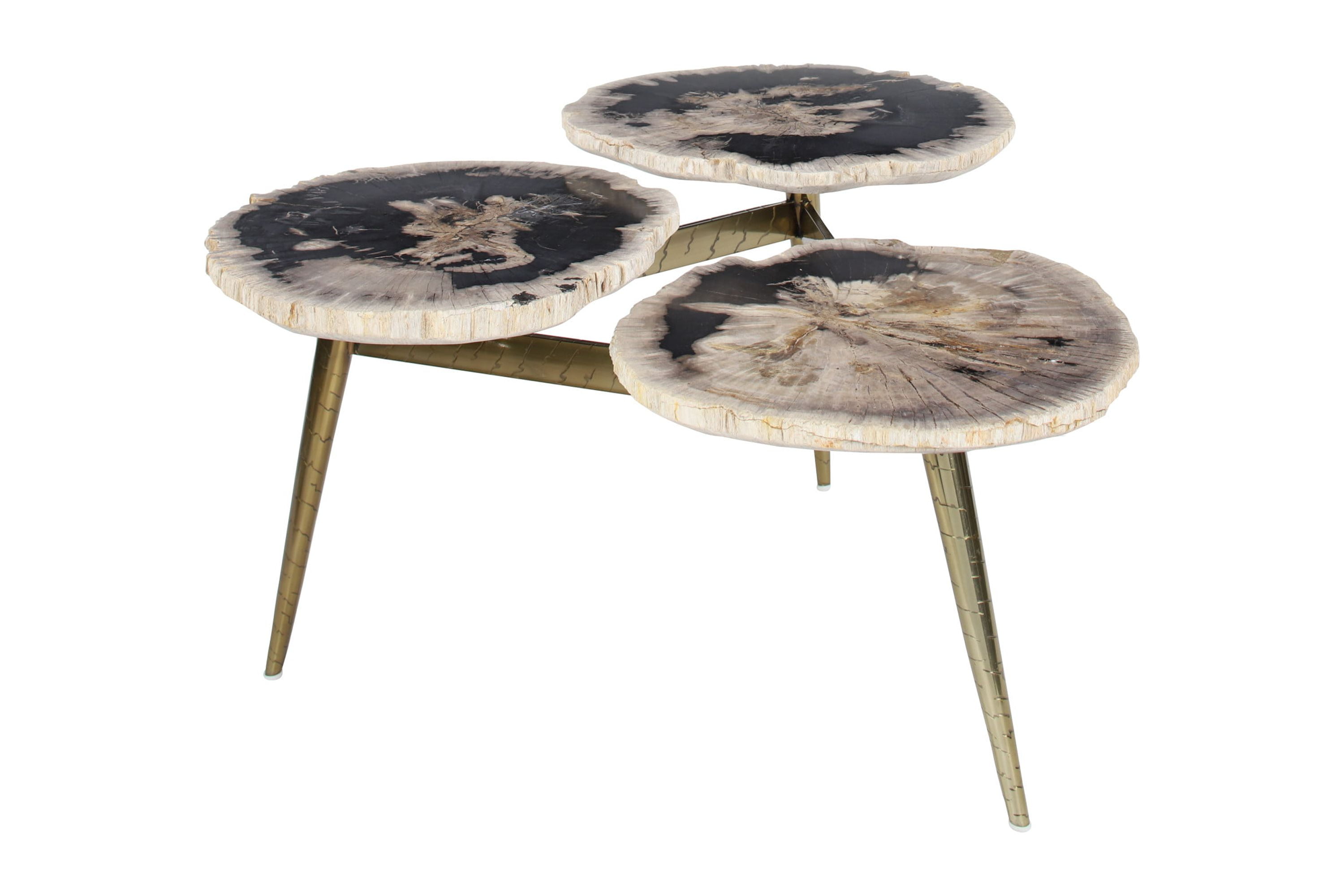 DecMode Rustic Petrified Stone Black Coffee Table, 36"W x 18"H