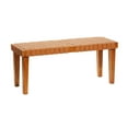 thumbnail image 1 of DecMode Rustic Rectangular Weave Pattern Wood Bench with Polished Brown Finish, 45"W x 19"H, 1 of 16