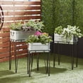 thumbnail image 1 of DecMode Set of 3 Farmhouse Iron Rectangular Planters with Handle, 1 of 9