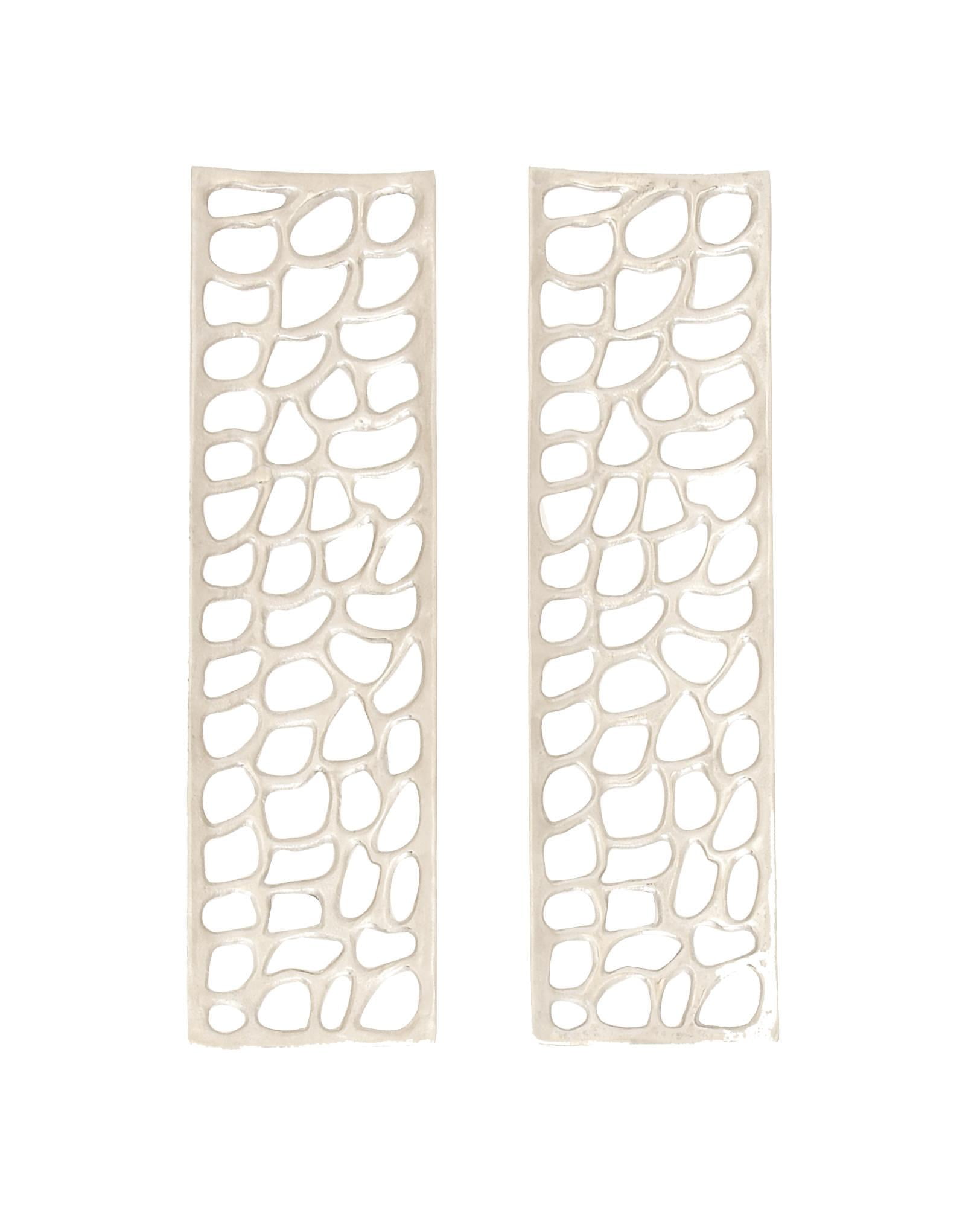 Silver Aluminum Abstract Cutout Wall Sculpture Set