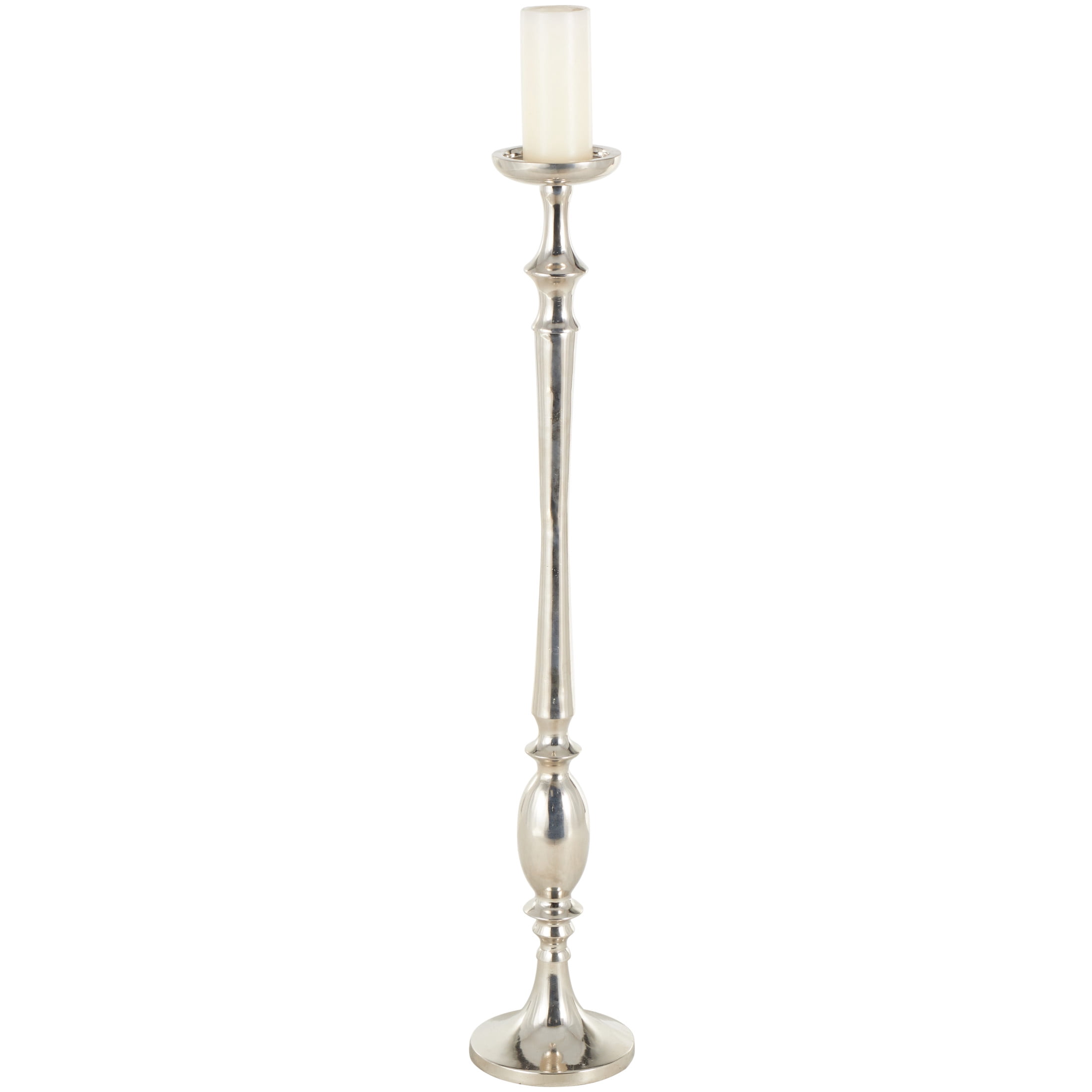 DecMode Silver Aluminum Metal Floor Candle Holder