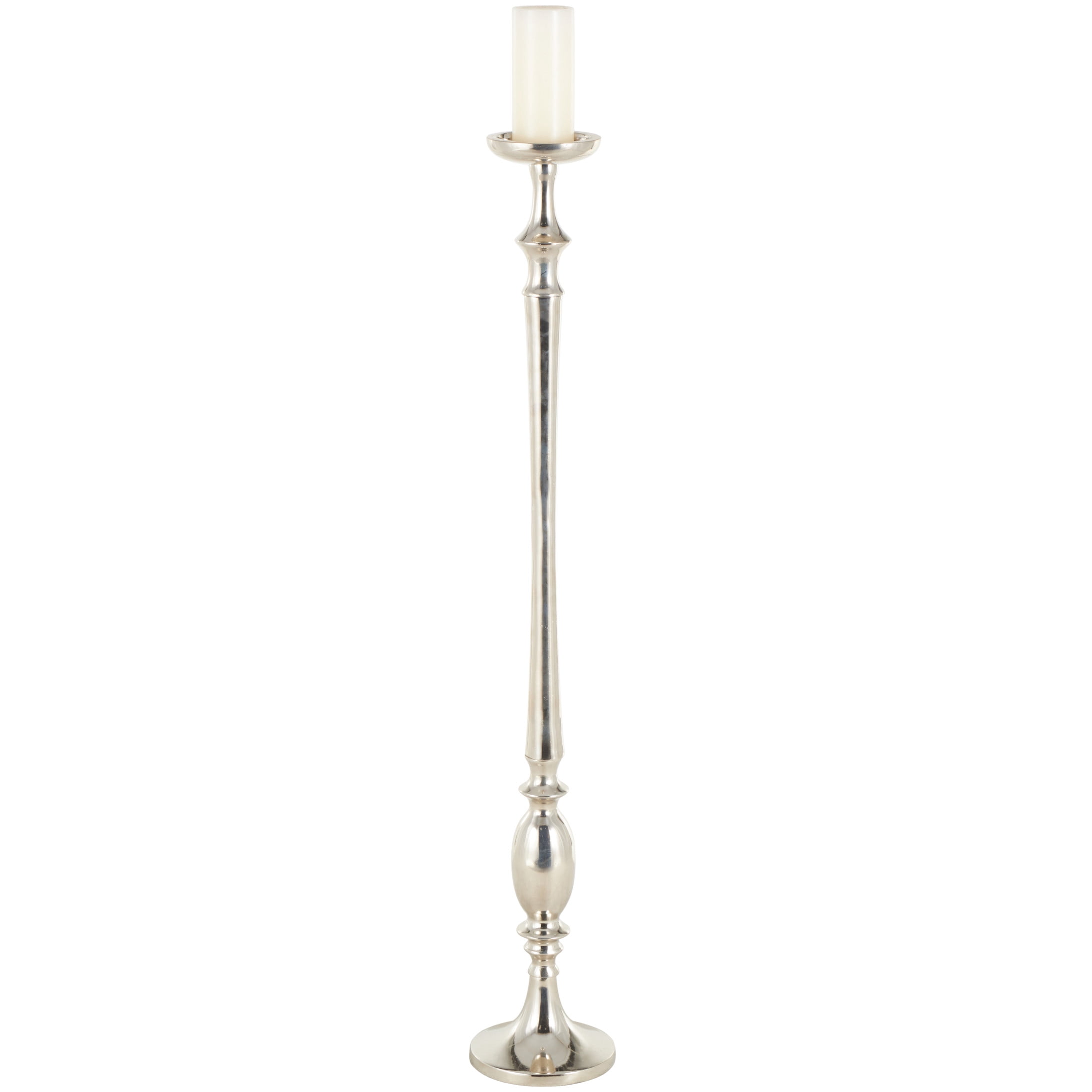 DecMode Silver Aluminum Metal Floor Candle Holder