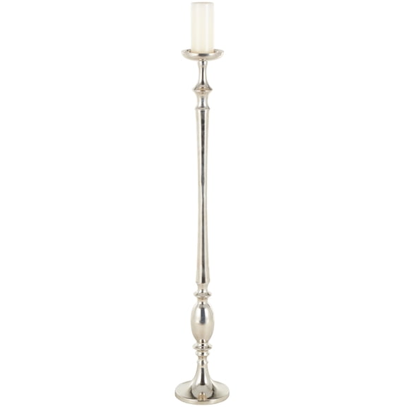 DecMode Silver Aluminum Metal Floor Candle Holder