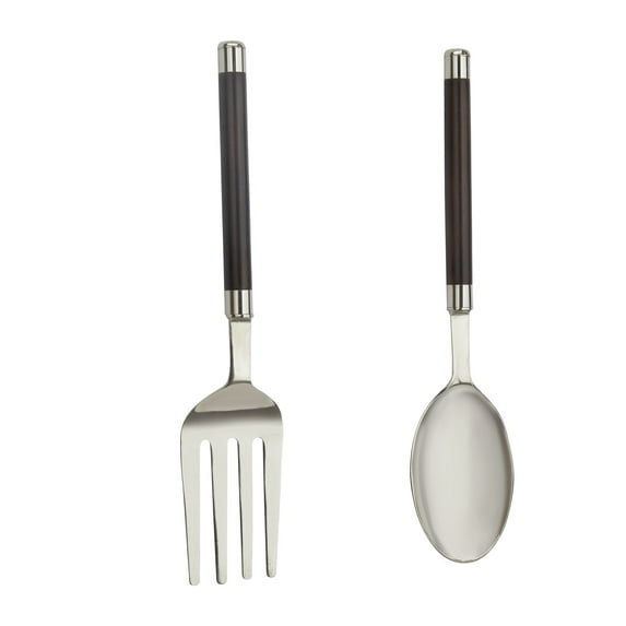 DecMode Silver Aluminum Spoon and Fork Utensils Wall Decor (2 Count)