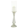 thumbnail image 1 of DecMode Silver Glass Handmade Turned Style Pillar Hurricane Lamp with Faux Mercury Glass Finish, 1 of 9