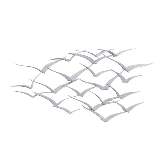 DecMode Silver Metal Flying Bird Wall Decor