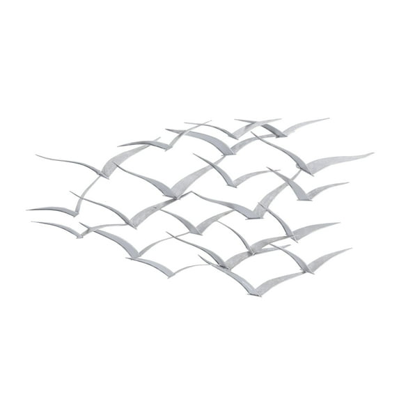 DecMode Silver Metal Bird Flying Home Wall Decor