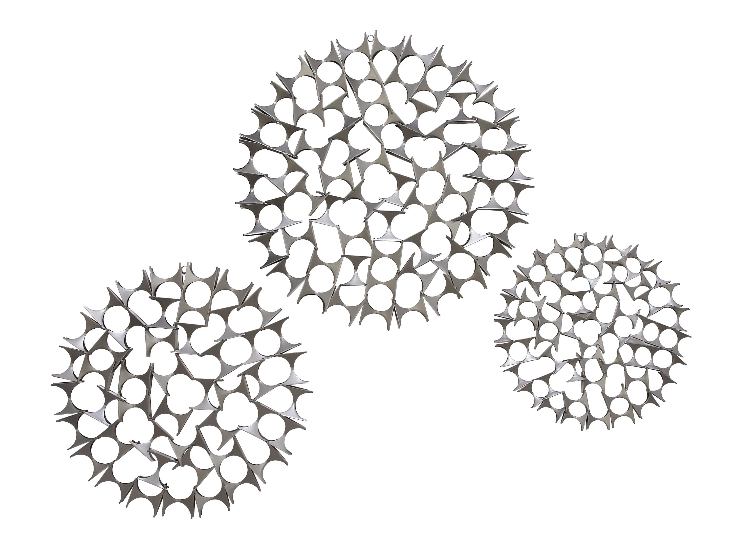 DecMode Silver Metal Starburst Wall Decor with Cutout Design (3 Count