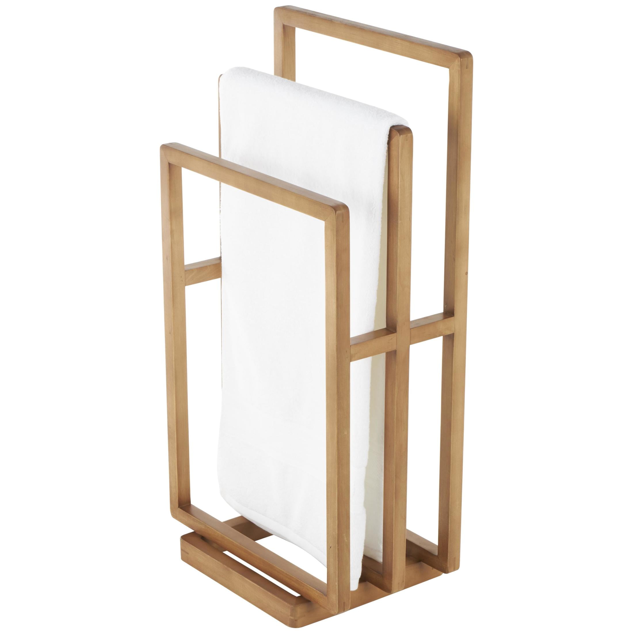 DecMode Sleek Modern Brown Wood Quilt Rack