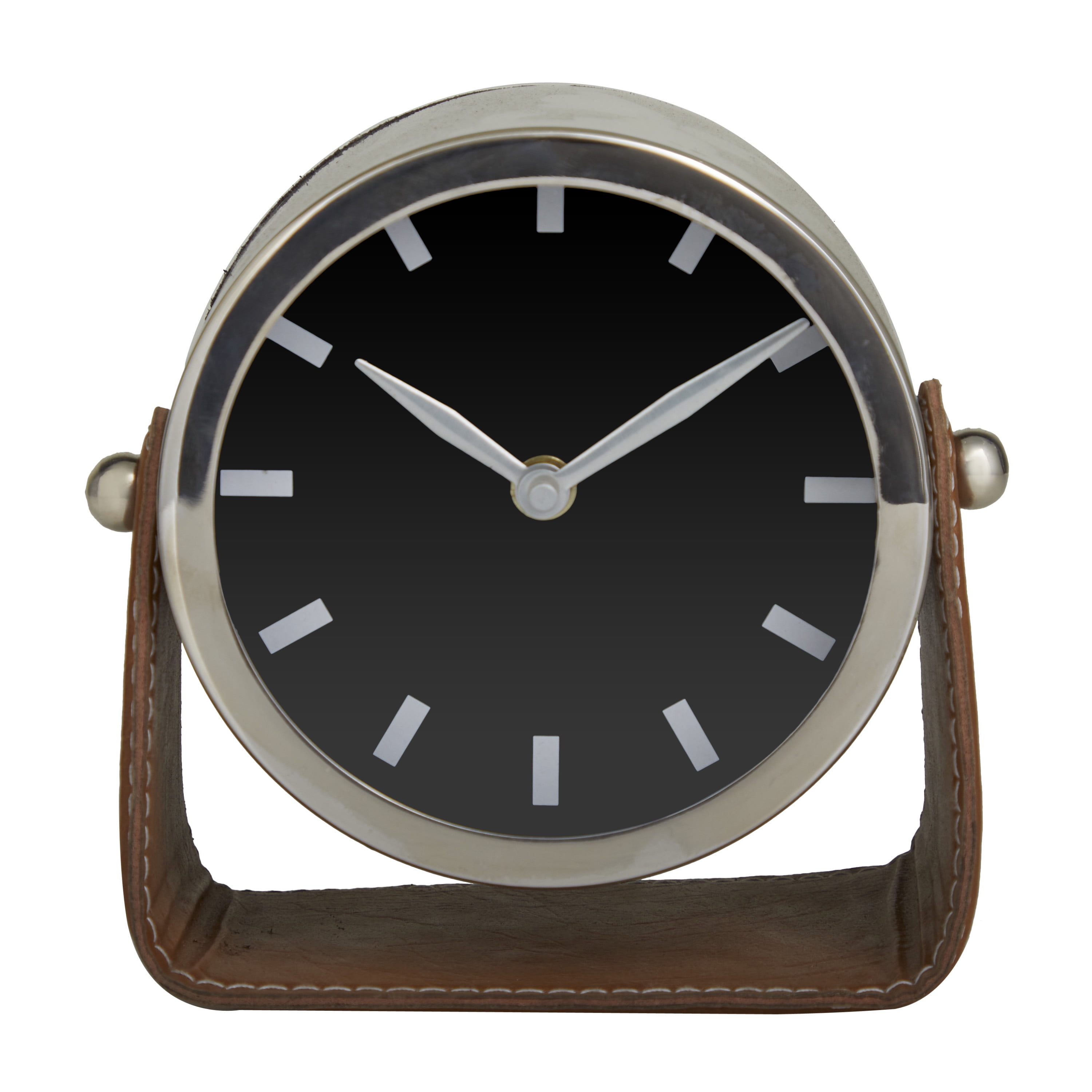 DecMode Stainless Steel Modern Round Decorative Desk Clock 7\