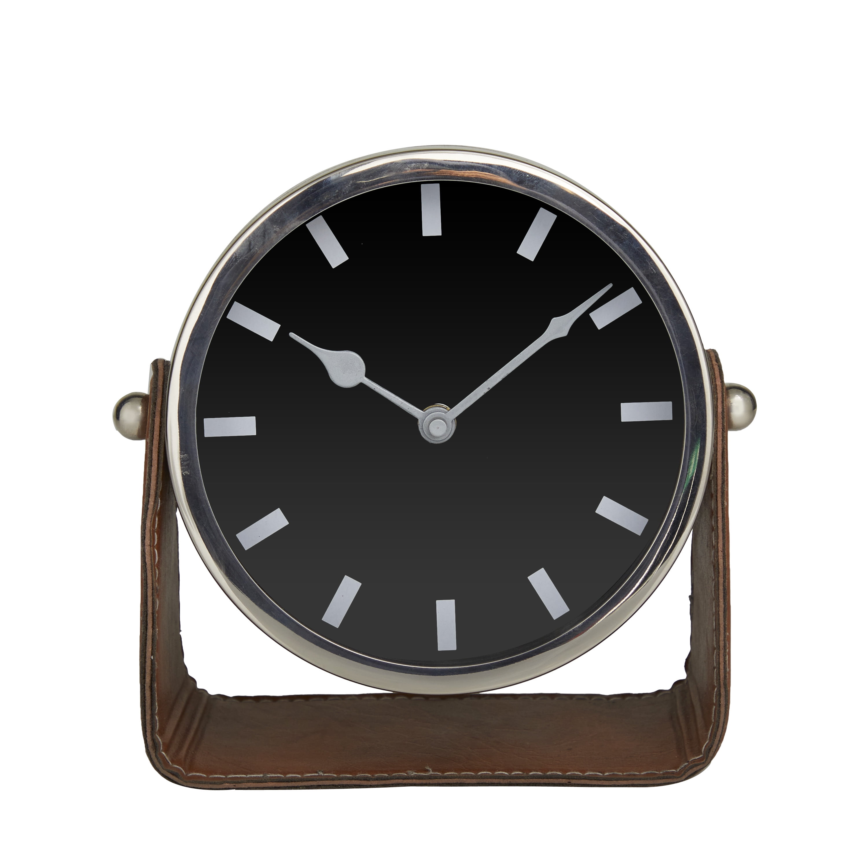 DecMode Stainless Steel Modern Round Decorative Desk Clock 6\