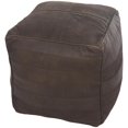 thumbnail image 1 of DecMode Stripes Dark Brown Leather Pouf with Linear Panels, 1 of 11
