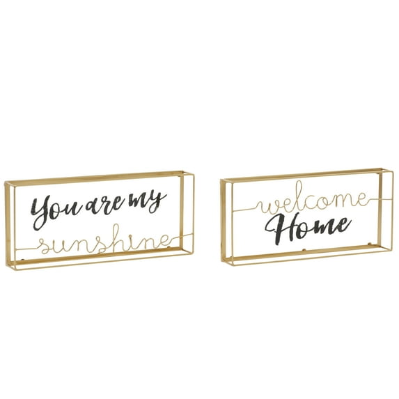 DecMode Sunshine, Home Glass Decorative Sign, 2-Pieces
