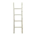 thumbnail image 1 of DecMode Teak Modern White Ladder Wooden Rack, 18"W x 59"H, 1 of 13