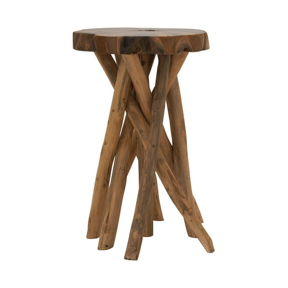 Studio 350 Farmhouse 22 Inch Teak Branch Stool by