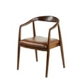 thumbnail image 1 of DecMode Teak Wood Dining Chair with Leather Seat, Brown, 1 of 15