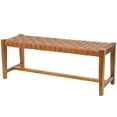 thumbnail image 1 of DecMode Teak Wood Handmade Woven Seat Bench, Brown, 1 of 9