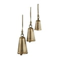 thumbnail image 1 of DecMode Tibetan Inspired Bronze Metal Narrow Cone Decorative Cow Bells with Jute Hanging Rope, 3 Count, 1 of 8