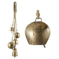 thumbnail image 1 of DecMode Tibetan Inspired Cascading Gold Metal Various Shapes Decorative Cow Bells with 5 Bells on Jute Hanging Rope, 1 of 11