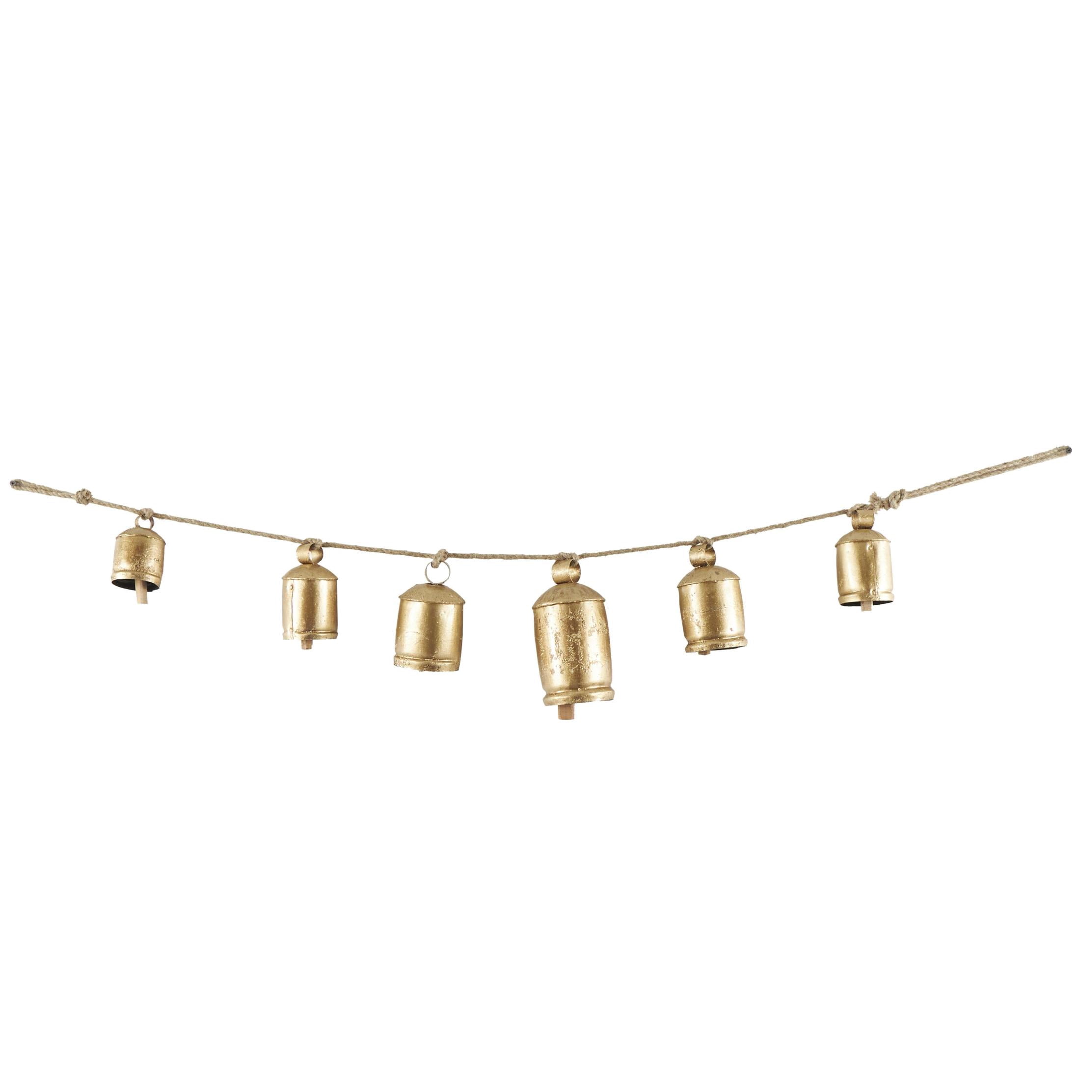 DecMode Tibetan Inspired Gold Metal Cylindrical Decorative Cow Bells ...