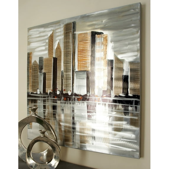 DecMode Traditional 40 x 40 inch aluminum cityscape portrait wall art